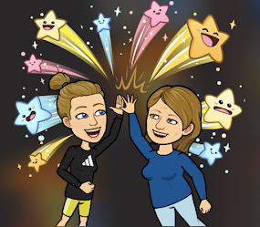 Bitmoji Deb and Amy