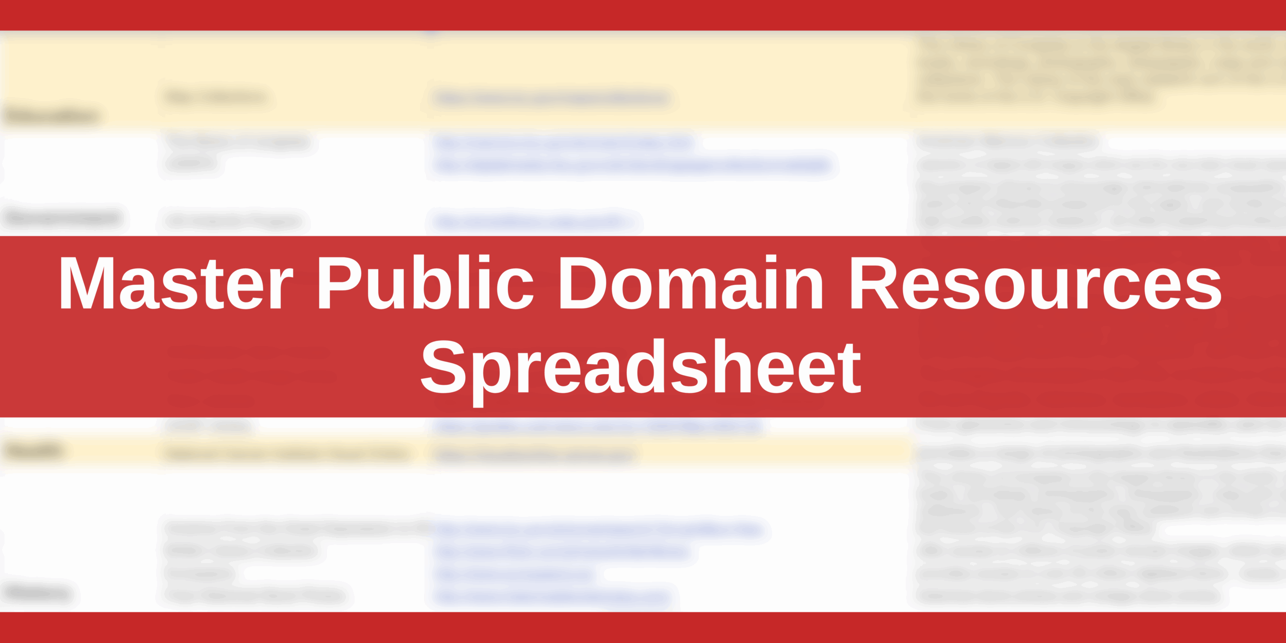 Master Public Domain Resources Spreadsheet