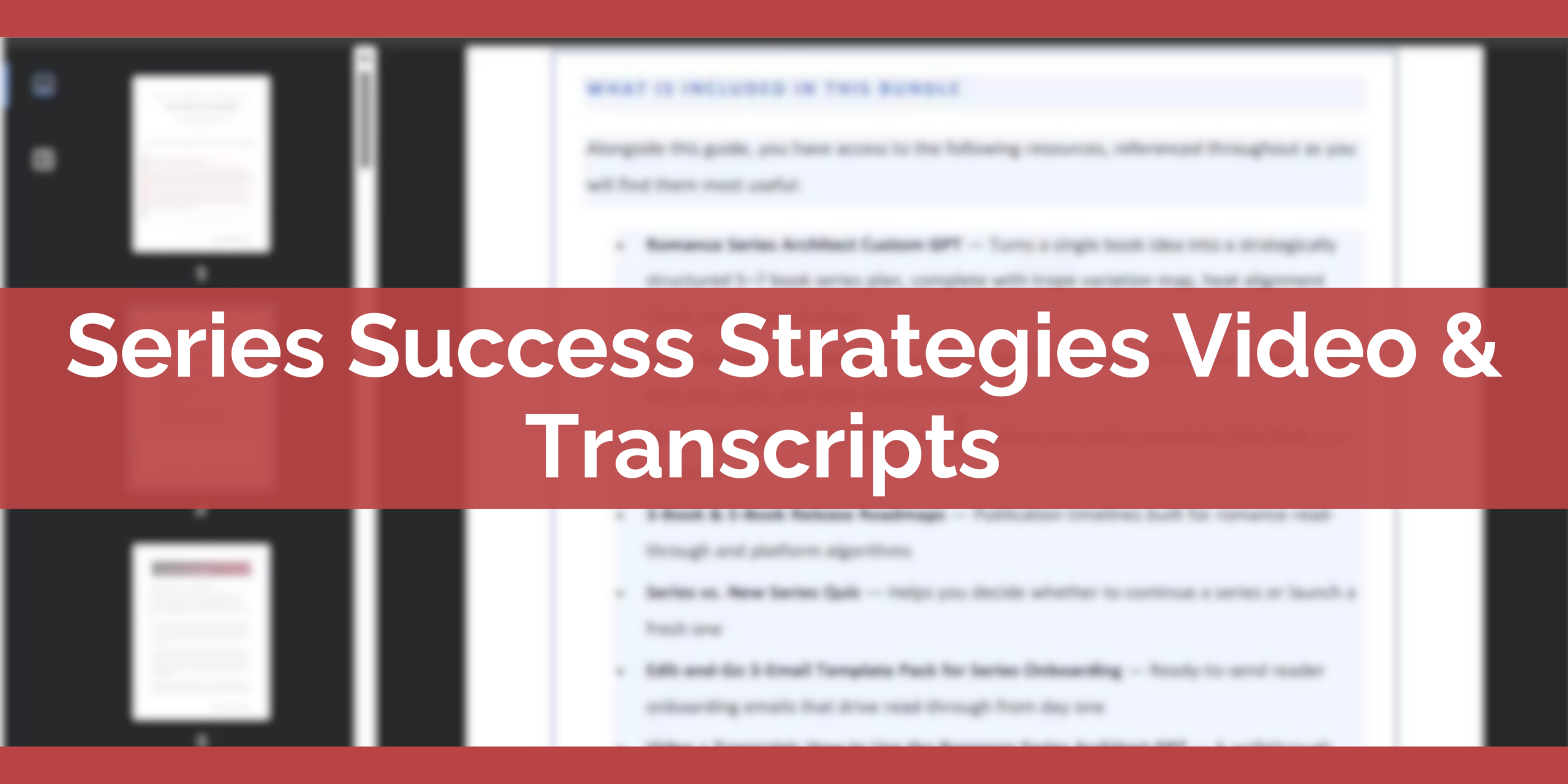 Series Success Strategies Video & Transcripts