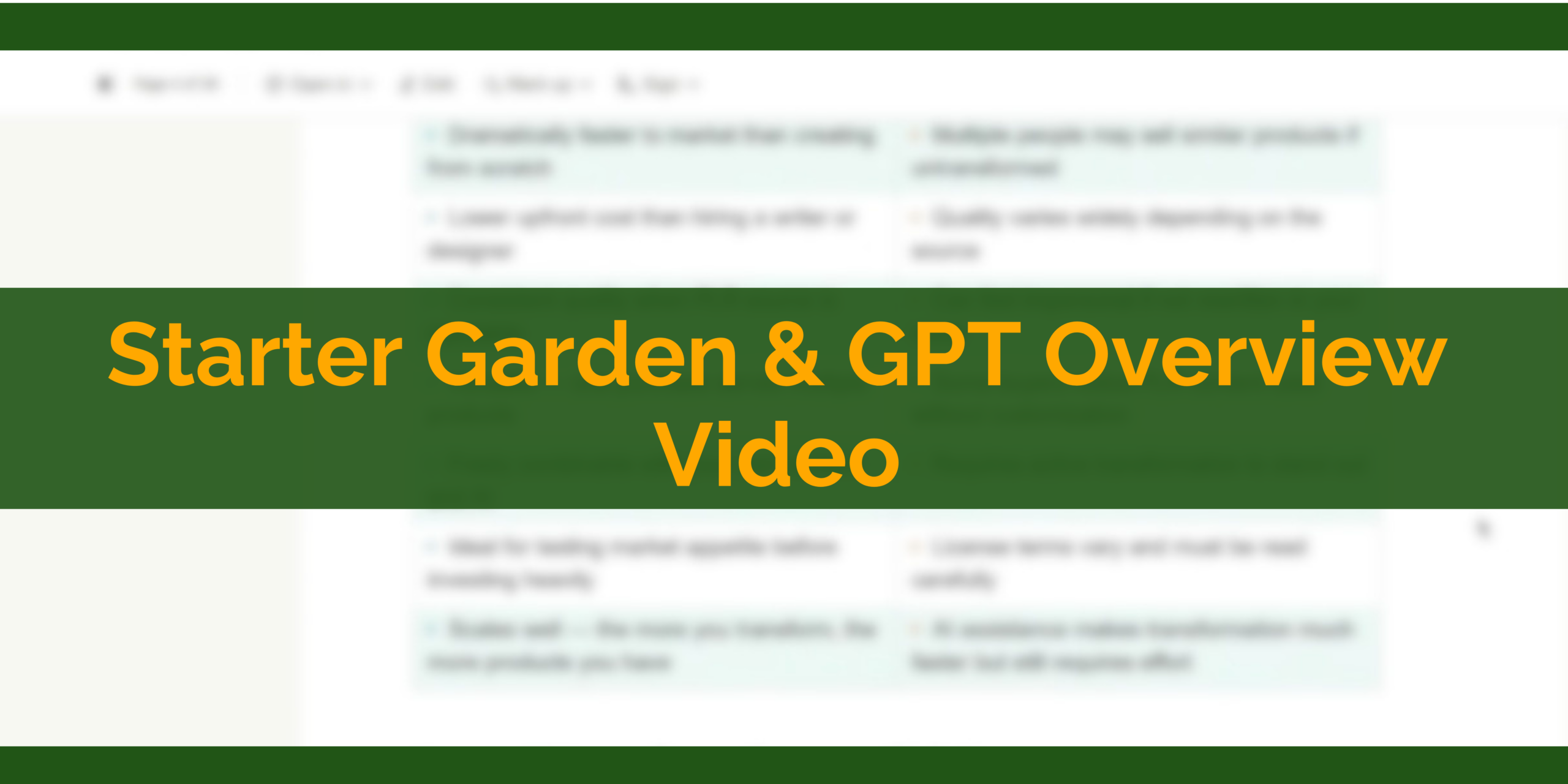 Starter Garden & GPT Overview Video